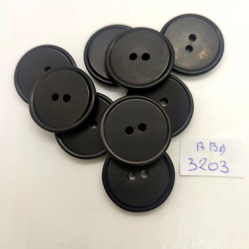 9 boutons en résine noir - 23mm - abd3203