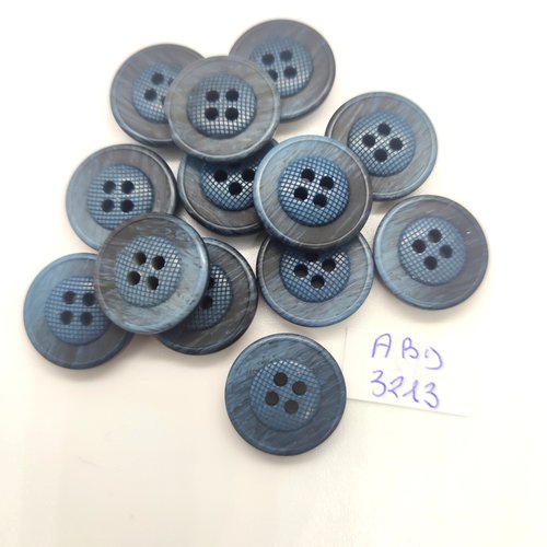 13 boutons en résine bleu / vert - 17mm - abd3213
