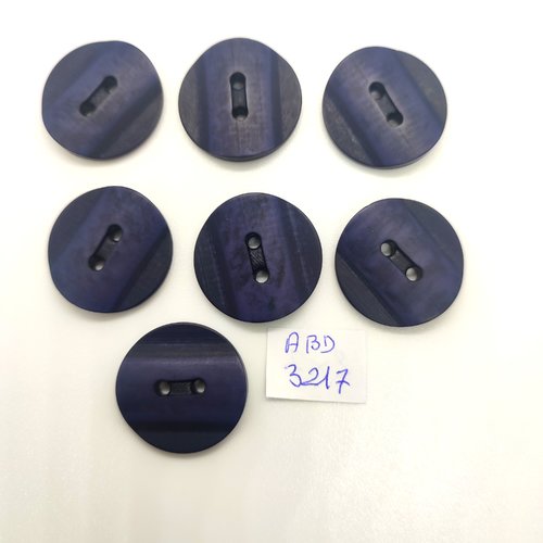 7 boutons en résine bleu foncé - 23mm - abd3217