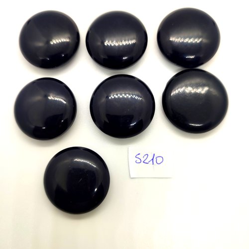 7 boutons en résine noir - 26mm - tr5210