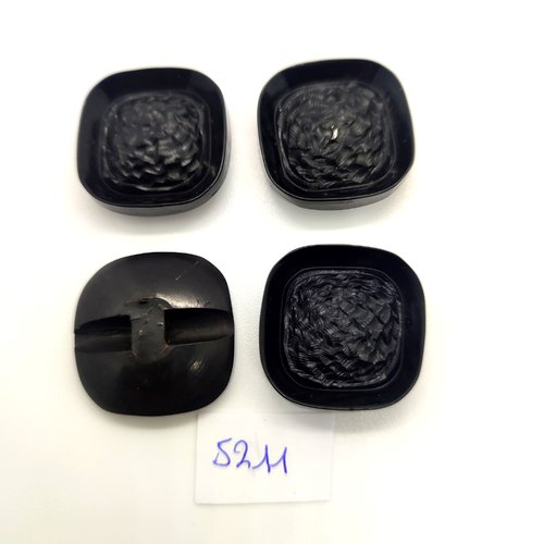 4 boutons en résine noir - 24mm - tr5211