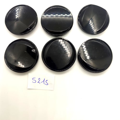 6 boutons en résine noir - 27mm - tr5215