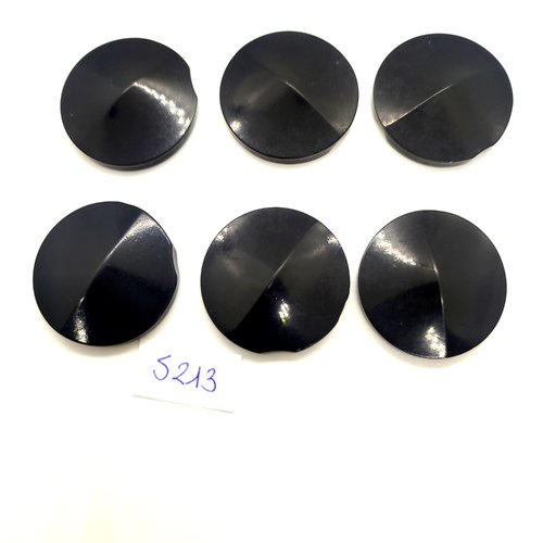 6 boutons en résine noir - 27mm - tr5213