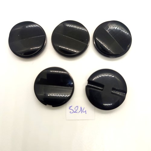5 boutons en résine noir - 26mm - tr5214