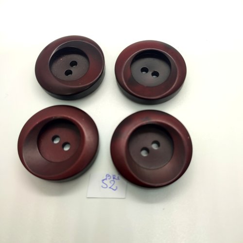 4 boutons en résine bordeaux - 39mm - bri52