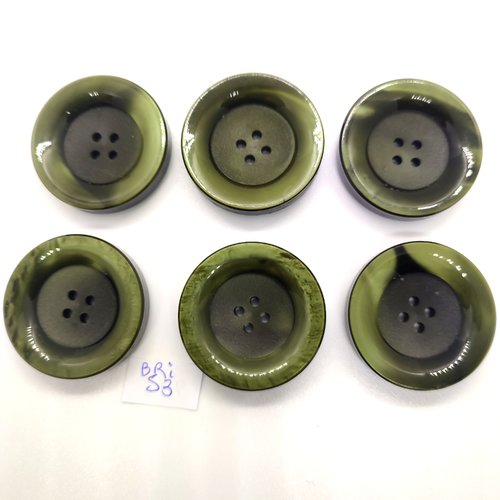 6 boutons en résine vert - 35mm - bri53