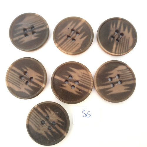 7 boutons en résine marron - 30mm - bri56
