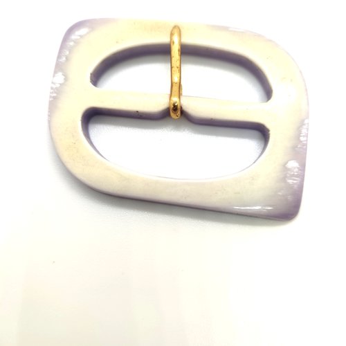 1 boucle de ceinture en résine blanc et lilas - 38x61mm