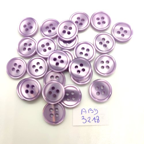 25 boutons en résine lilas - 13mm - abd3218