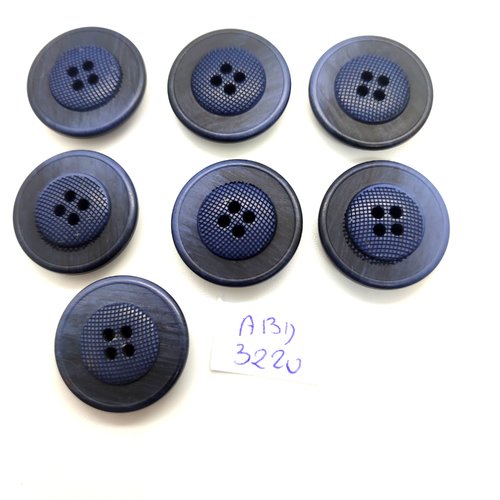 7 boutons en résine bleu foncé - 22mm - abd3220