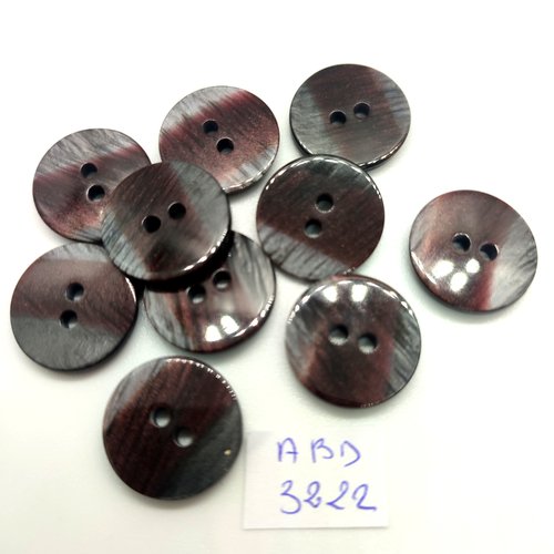 10 boutons en résine multicolore foncé - 18mm - abd3222