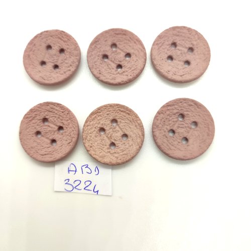 6 boutons en résine rose - 20mm - abd3224