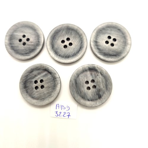 5 boutons en résine gris - 28mm - abd3227