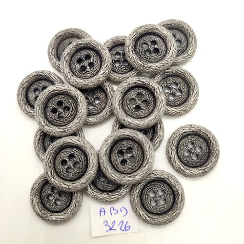 18 boutons en résine gris - 20mm - abd3226