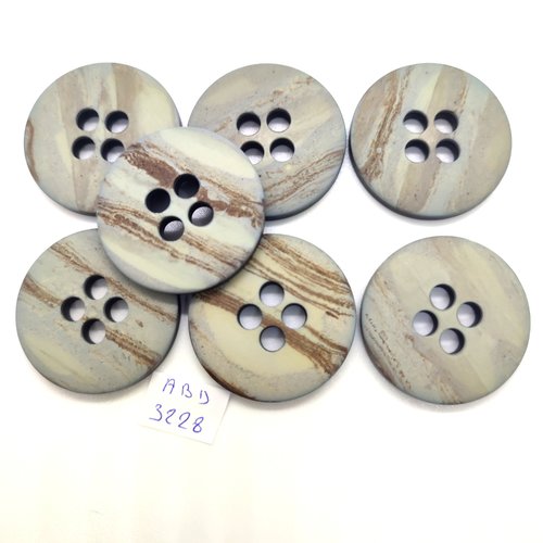 7 boutons en résine gris - 35mm - abd3228