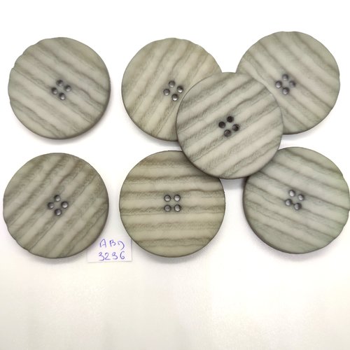 7 boutons en résine gris - 40mm - abd3236