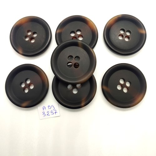 7 boutons en résine marron et beige - 39mm - abd3237
