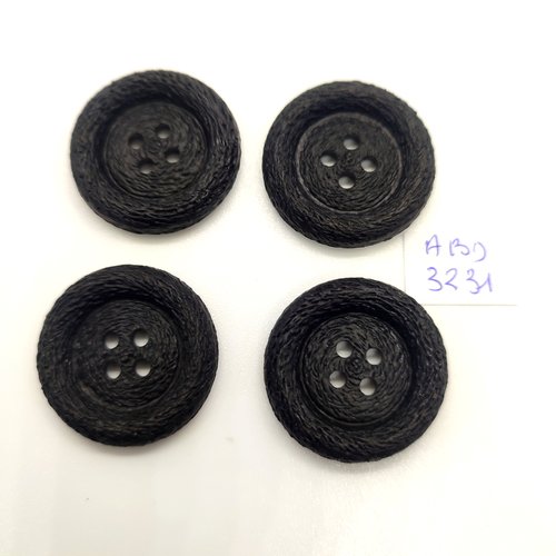 4 boutons en résine noir - 28mm - abd3231