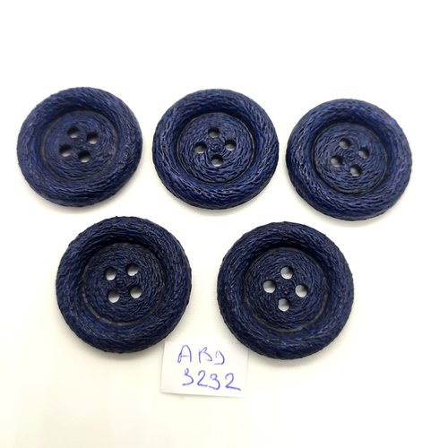 5 boutons en résine bleu foncé - 28mm - abd3232