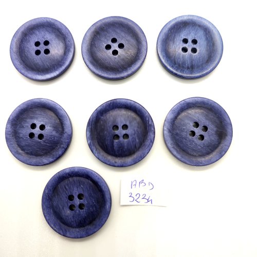 7 boutons en résine bleu - 28mm - abd3234