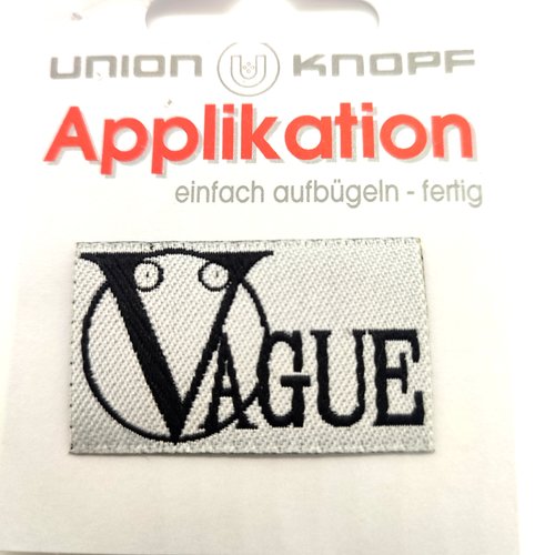 1 thermocollant / écusson à coudre gris et noir - vague - 30x45mm