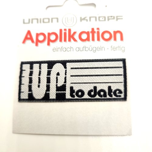 1 thermocollant / écusson à coudre noir et blanc - todate - 25x60mm