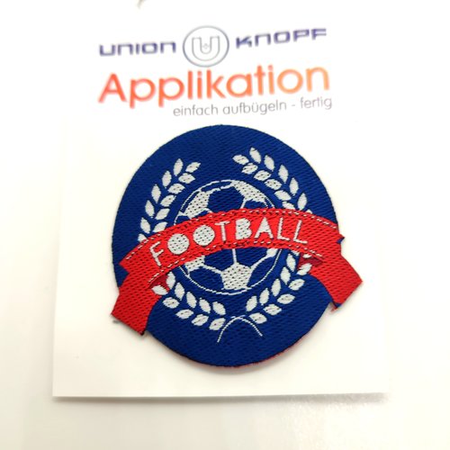 1 thermocollant / écusson à coudre bleu rouge blanc - football - 40mm