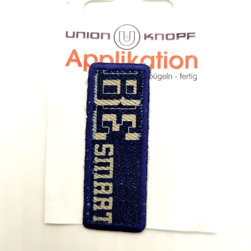 1 thermocollant / écusson à coudre noir et blanc cassé - smart - 30x60mm