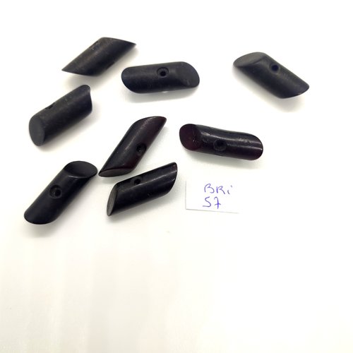 8 boutons brandebourg en résine noir - 9x26mm - bri57