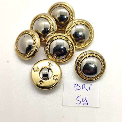 7 boutons en résine doré et argenté - 15mm - bri59