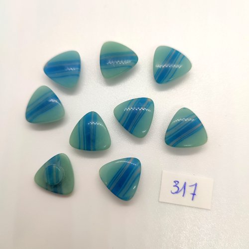 9 boutons en résine bleu - 13mm - 317