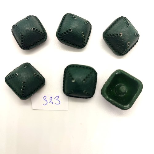 6 boutons en résine vert - 18x18mm - 323