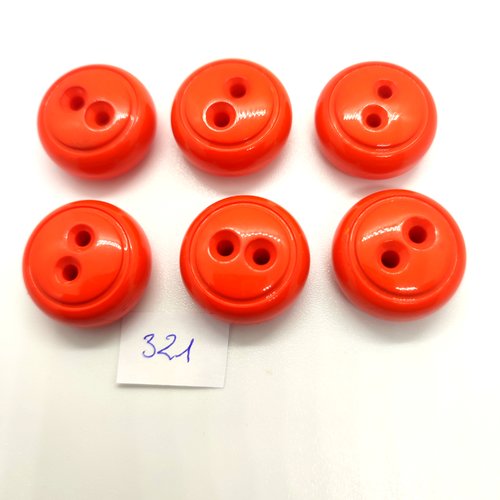 6 boutons en résine orange - 23mm - 321