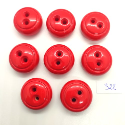 8 boutons en résine rouge - 23mm - 322