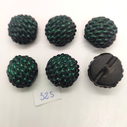 6 boutons en résine vert - 22mm - 325