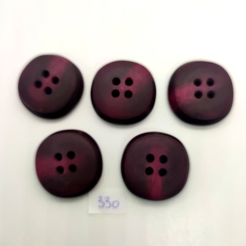 5 boutons en résine bordeaux- 30mm - 330