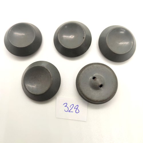 5 boutons en métal gris - 23mm - 328