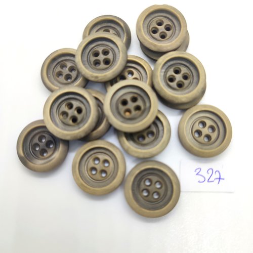 16 boutons en résine gris / vert - 18mm - 327