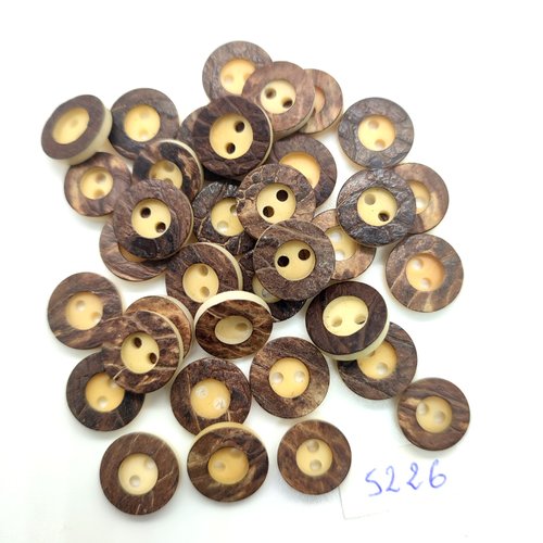 35 boutons en résine marron et beige - 12mm et 13mm - tr5226
