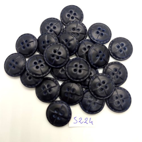 25 boutons en résine noir - 18mm - tr5224