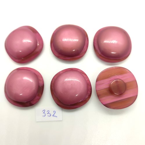 6 boutons en résine vieux rose - 28mm - 332