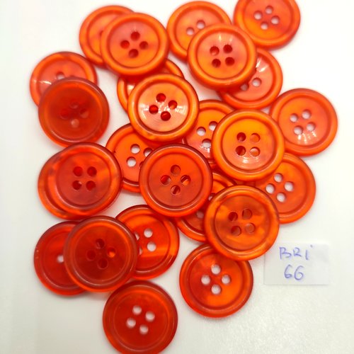 25 boutons en résine rouge / orange - 18mm - bri66
