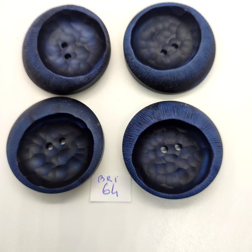 4 boutons en résine bleu foncé - 40mm - bri64