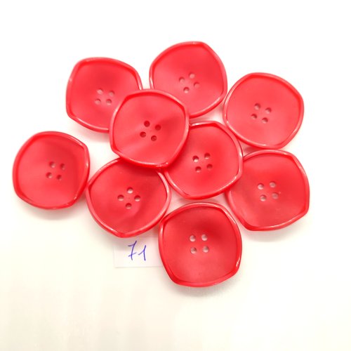 9 boutons en résine rouge - 26x26mm - bri71