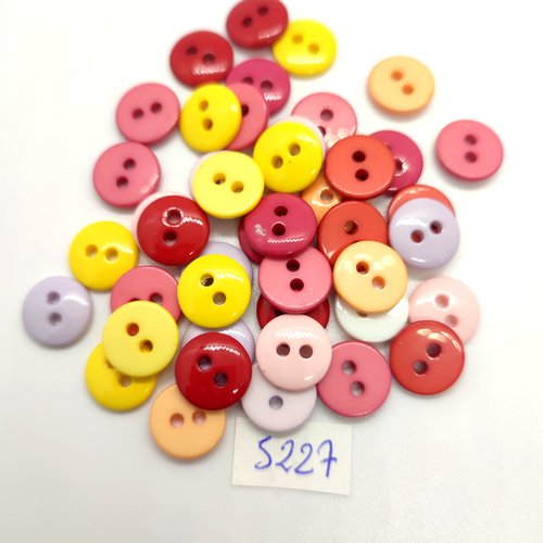 44 boutons en résine multicolore - 11mm - tr5227