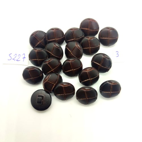 19 boutons en résine marron - 13mm - tr5227