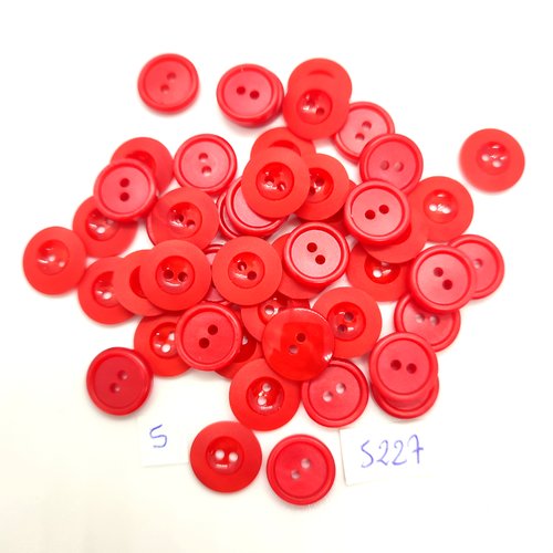 49 boutons en résine rouge - 13mm - tr5227