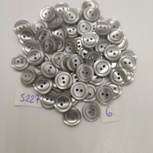 60 boutons en résine gris - 11mm - tr5227