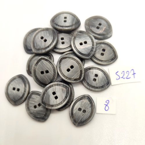 17 boutons en résine gris - 14x18mm - tr5227