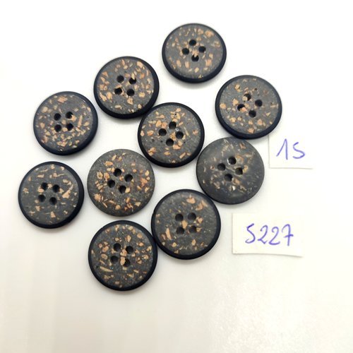 10 boutons en résine gris moucheté - 17mm - tr5227